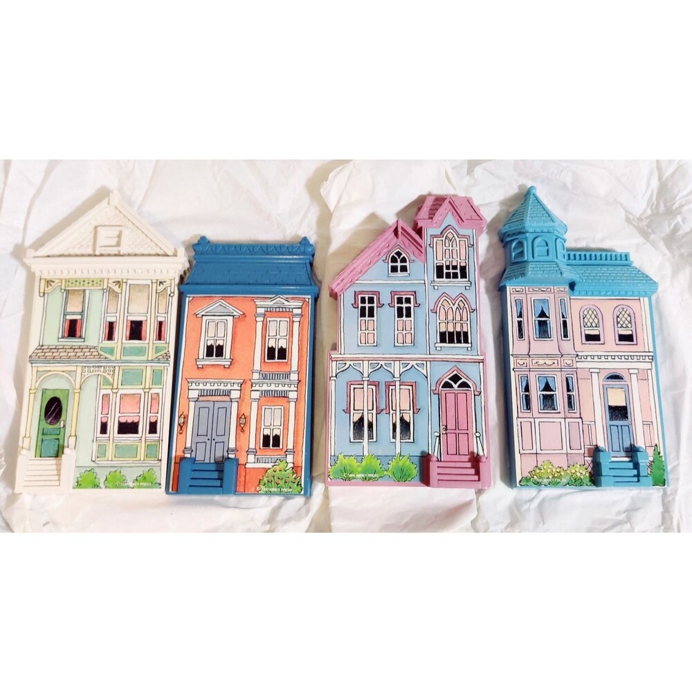 1990s Abbey Press Lot of 4- Painted Houses Wall Decorations